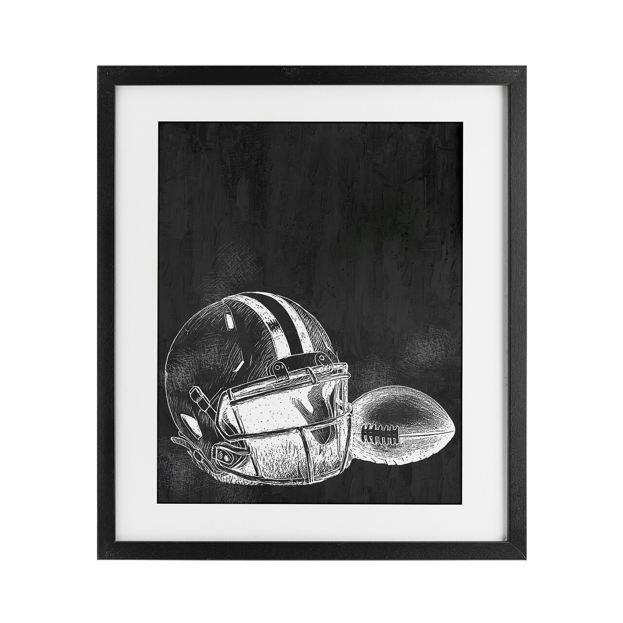 Stupell Industries Monochrome Football Helmet & Ball Black Framed Print Under Glass, design by Kim Allen